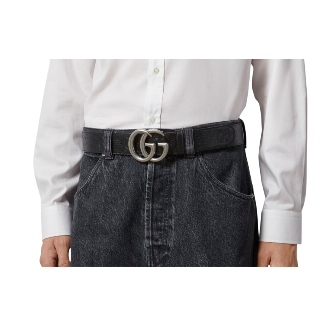 GG MARMONT EMBOSSED LEATHER BELT