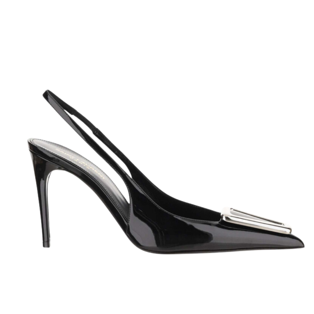 SAINT LAURENT AVENUE SLINGBACK PUMPS IN PATENT LEATHER