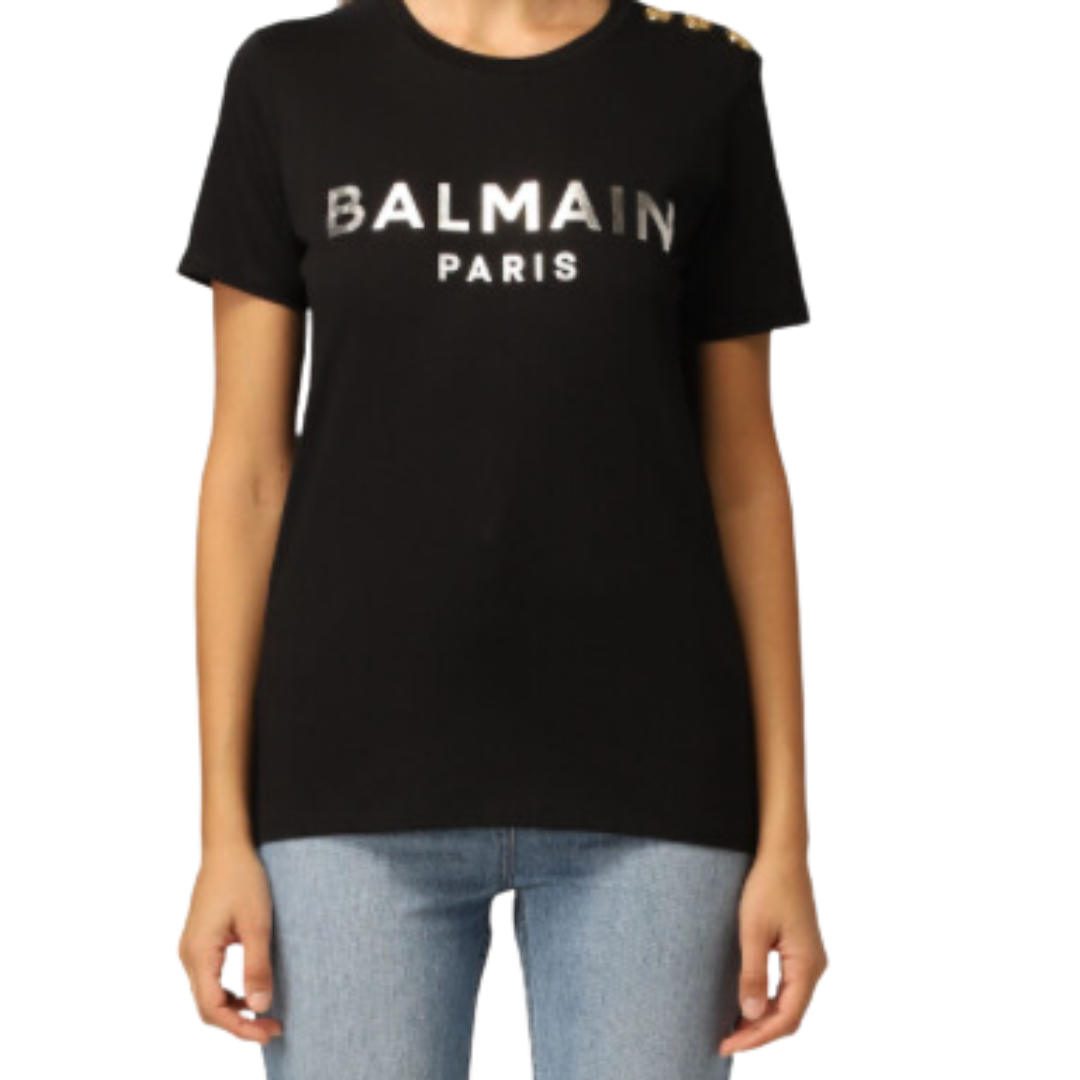 Balmain Eco-responsible cotton T-shirt with Balmain logo print