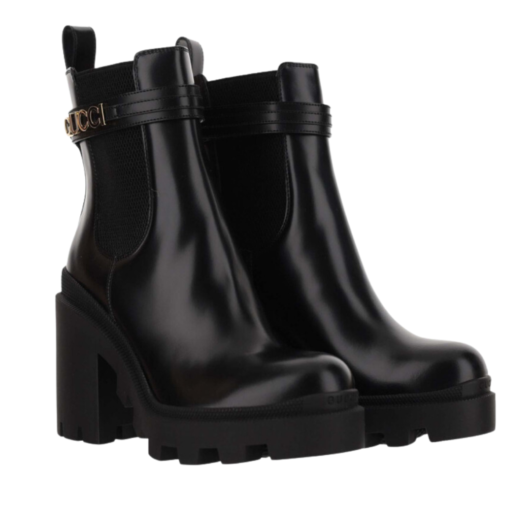 GUCCI WOMEN'S MID-HEEL BOOT WITH LOGO