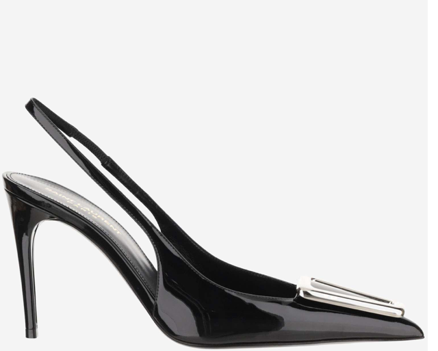 SAINT LAURENT AVENUE SLINGBACK PUMPS IN PATENT LEATHER